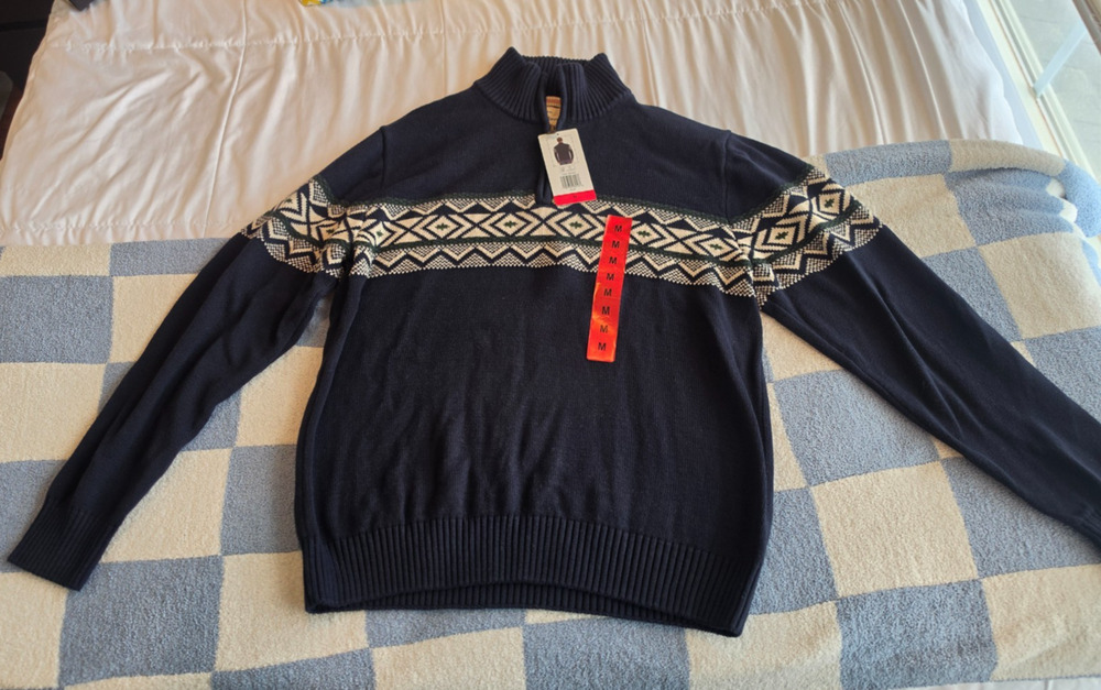 Weatherproof Vintage Men's 1/4 Zip Holiday Sweater Classic Fair Isle Prints M